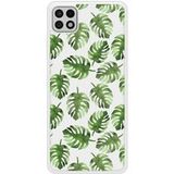 Samsung Galaxy A22 Verstevigd hoesje met sublimatie bedrukking, compatibel met Feuilles de monstera