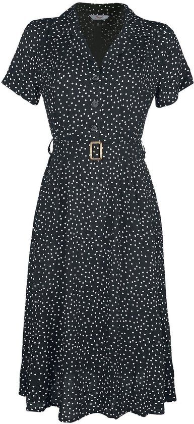 Banned Retro Banned Black Spot Dames Midi-jurk - zwart/wit - XL