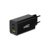 GaN 65W PD USB-oplader, 2 USB-C + 1 USB-A, ultrasnel opladen voor laptop, smartphone, tablet, PPS-technologie en geavanceerde veiligheid