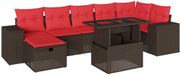 vidaXL salon de jardin 8 pièces avec coussins, marron, polyrotin