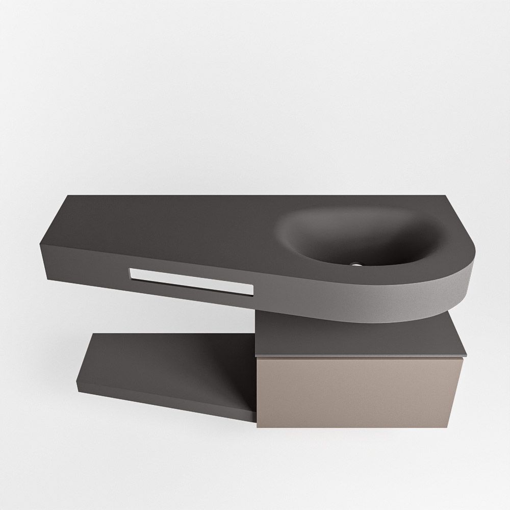 Mondiaz Riva Dulcet badkamermeubel rechts 120cm dark grey smoke