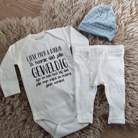 Baby Rompertje met tekst aankondiging bekendmaking zwangerschap cadeau voor de liefste aanstaande opa en oma oom tante papa mama broer zus lockdown corona