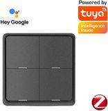 Moes Smart Home Moes Scène Switch zwart | Zigbee | Werkt met Tuya Smart en SmartLife | 4 knoppen - 12 acties | batterij | zwart | slimme wandschakelaar | batterij gevoed