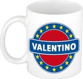 Bellatio Decorations - Valentino voornaam - koffiemok - beker - wit/blauw - 300 ml