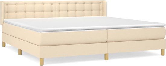 vidaXL Boxspring met matras stof crèmekleurig 180x200 cm