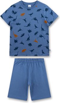 Sanetta Pyjama Dierenprint Blauw Korte Mouw Katoen Maat 128