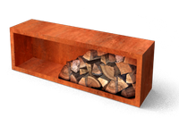 Merkloos Geroba Egura Cortenstaal Houtopslag met achterwand 1500 x 385 x 500 mm