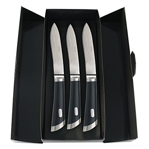 Sambonet Special Knife roestvrij staal 18/10 set 3 steakmessen T-Bone 25,6 cm, glad lemmet, zwart, 29 x 13 x 6 cm, 3 stuks