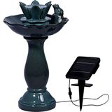 dobar® Helena 96091e Design fontein op zonne-energie, keramiek, tuinfontein buiten, terrasfontein van polyresin, decoratieve fontein voor buiten, designfontein kunststeen, 39 x 39 x 64 cm, groen