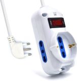 Ewent Multiprise - 3 pôles - 2 prises Ita 10/16 A + 1 Schuko - Protection contre les surcharges - 250 V/2500 W - 10 A