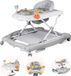 BRONEA® 5-in-1 Trotteur pour bébés | Trotteur avec fonction balancelle, musique & lumière | Panneau de jeu amovible | Trotteur réglable en hauteur & pliable | Gris