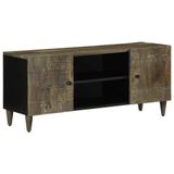 vidaXL meuble TV 105x33,5x46 cm manguier massif gris clair