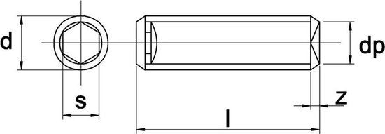 Stelschroef Din916 45H M10x20mm Zwart - 200 stuks