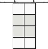 vidaXL Schuifdeur met beslagset, 102,5x205 cm, gehard glas, zwart
