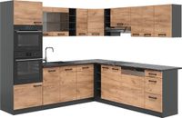 Vicco Hoekkeuken R-Line, Goudkleurig Eiken/Antraciet, 247 x 237 cm zonder werkblad