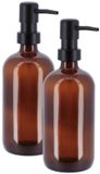 Tendance Zeeppompje/dispenser - 2x - amber - glas - 4 x 21 cm - 500 ml