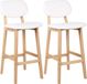 Vijay Tabouret de Bar - Set de 2 - Avec Dossier - Structure en Bois - Chaise de Bar Ergonomique - Cuisine - Blanc - Hauteur d'assise 65cm