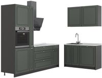 Vicco Keuken Fame-Line, Groen-Goud Landhuis/Antraciet, 220 x 120 cm, WB Marmer