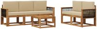 vidaXL Acacia Hout Bank Loungeset Natuurlijk en Beige 4 Zitplekken