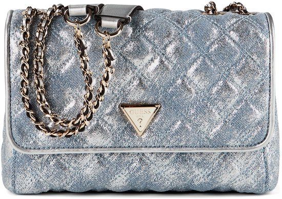 GUESS Giully II 2 Compartment Convertible Flap Schoudertas Metallic Denim Lichtblauw