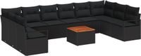 vidaXL Tuinbank - Set - Zwart - Polyrattan