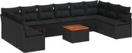 vidaXL Tuinbank - Set - Zwart - Polyrattan