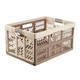 Keeeper keepeer 4x Stevige vouwkratten met soft-touch handgrepen, 54 x 37 x 28 cm, 45 l, Ben, crème/taupe