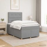 vidaXL Boxspringbed met matras Lichtgrijs 120 x 200 cm Stof