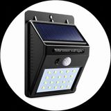 Merkloos Koopled Solar LED Lamp - 20 LEDs - Zwart - Met Bewegingssensor - Voor Buiten