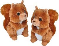 Wild Republic 2x stuks pluche rode eekhoorn knuffel 18 cm