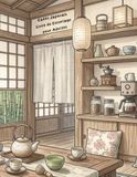 Cafés Japonais Adult Coloring Book