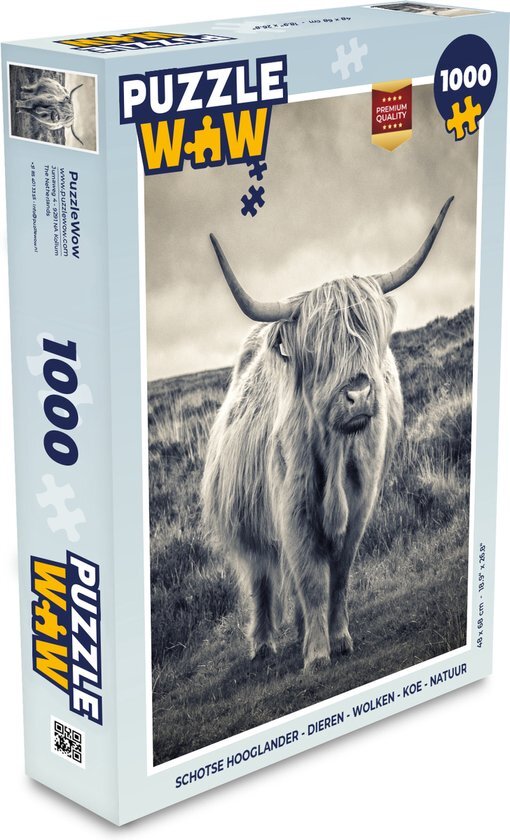 MuchoWow Puzzel Schotse hooglander - Dieren - Wolken - Koe - Natuur - Legpuzzel - Puzzel 1000 stukjes volwassenen - Sinterklaas cadeautjes - Sinterklaas voor grote kinderen