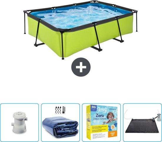 EXIT Rechthoekig Lime Frame Zwembad - 220 x 150 x 65 cm - Groen
