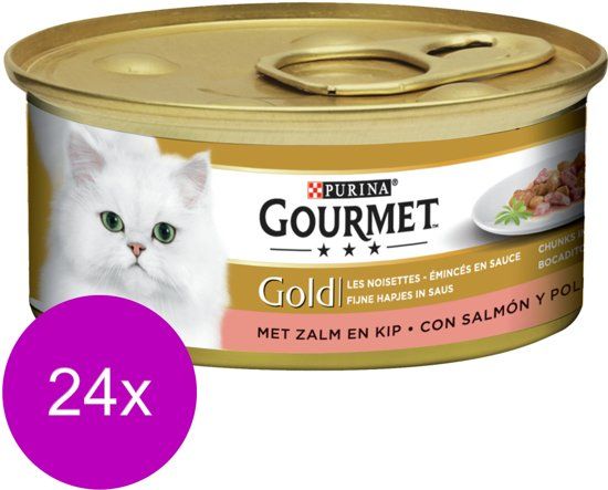 Gourmet Gold Fijne Hap 85 g - Kattenvoer - 24 x Zalm&Kip