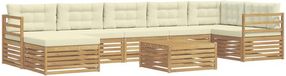 vidaXL - Bank loungeset - Wit en crème - Polyester - 7 zitplekken