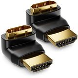 deleyCON HDMI 90° Hoekadapter 2 Stuks in Set - HDMI Type A-Aansluiting en -Stekker - 4K Ultra HD UHD 3D Full HD 1080p HDR ARC Highspeed med Ethernet