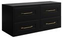 3xE living meuble bas de salle de bain, noir, 160 (2 x 80) x 46 x 58 cm