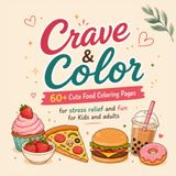 Crave & Color: 60+ Cute, Big & Bold Food Coloring Pages | Stress Relief and Fun coloring Book | For Kids, Teens and Adults