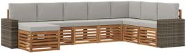 vidaXL Hoek loungeset 8-delig Naturel et gris clair Acacia bois