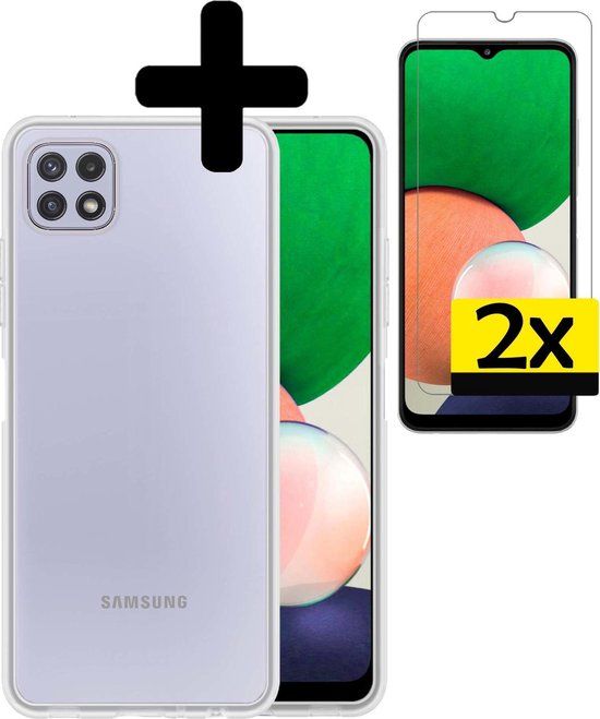 LUQ Samsung Galaxy A22 4G Case - Transparent Silicone Cover with Screen Protector