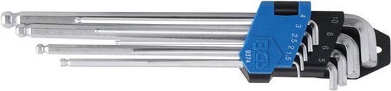 BGS Stiftsleutelset extra lang + extra kort inbus met kogelkop 1,5 - 10 mm 9 delig