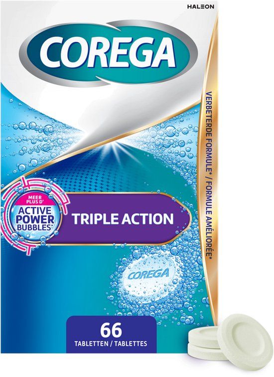 Corega Triple Action Gebitsprothese Reiniger Tabletten 66TB