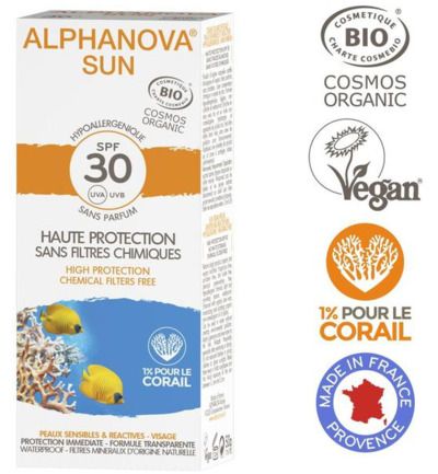 Alphanova Sun Sun creme SPF30 bij zonne-allergie en waterproof (50G)