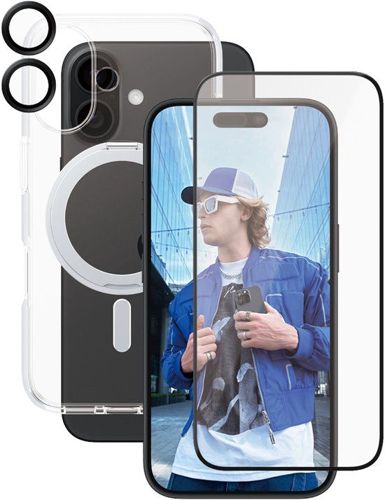 PanzerGlass CARE™ by ® 3-in-1 Ceramic Bundle iPhone 16 mobiele telefoon behuizingen Hoes Transparant