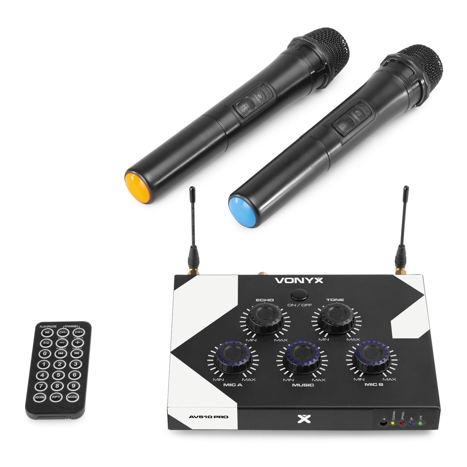 Vonyx AV510 Draagbare Karaoke Set - Zwart - Met 2 Draadloze Microfoons