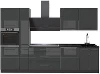 Vicco Complete keukeneenheid Fame-Line, Antraciet Hoogglans/Antraciet, 310 cm, WB Antraciet