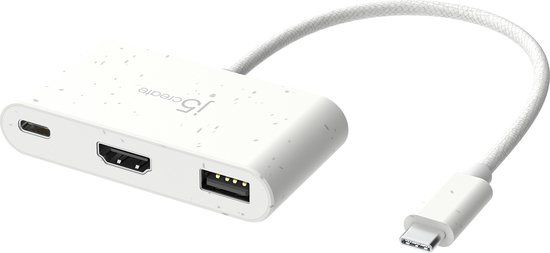j5create JCA379EW-N Milieuvriendelijke USB-C naar HDMI en USB Type-A met stroomvoorziening