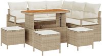 vidaXL Tuinset met 8 zitplaatsen, beige, van polyrotan