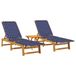 VidaXL 3214218 Fauteuil de jardin lounge Acacia bois Bleu, Brun
