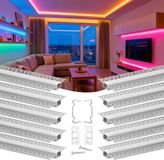 Vevor LED-profiel 10-pack 2 m, geanodiseerd gipsplaatprofiel met melkwitte afdekking, eindkappen en montageclips, plafondprofiel, diffuserinstallatie in gipsplaat, aluminium profielen voor wand en plafond